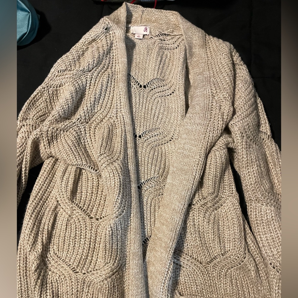 SO Cream Cardigan Sweater with Textured Knit